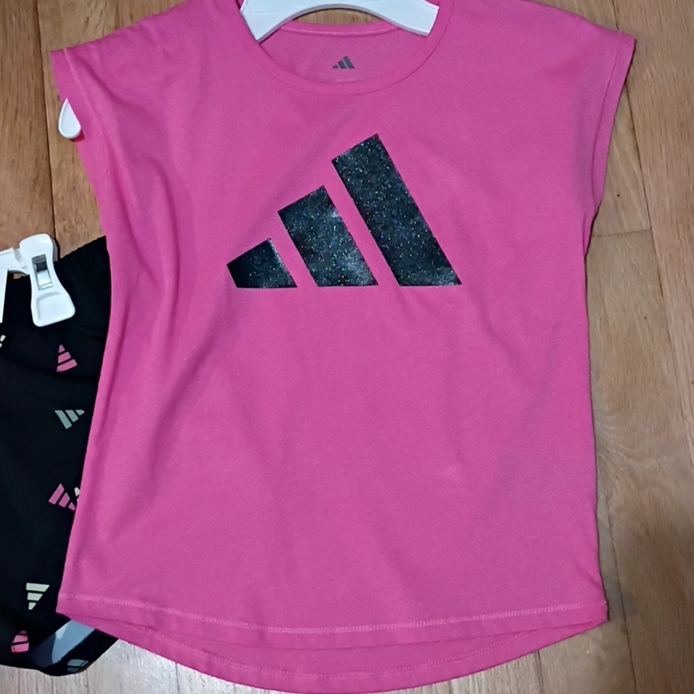 Adidas Girls Size 6 Youth 6y Pink Outfit with Colorful Accents Nwt New With Tags - Picture 4 of 7